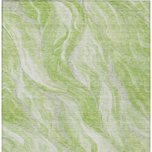 Homeroots 3' Green And Ivory Abstract Washable Area Rug - Stylish Indoor Outdoor Design For Any Space 10' X 14' Polyester 582979