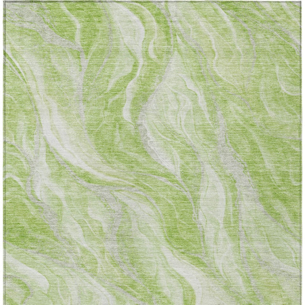 Homeroots 3' Green And Ivory Abstract Washable Area Rug - Stylish Indoor Outdoor Design For Any Space 10' X 14' Polyester 582979