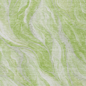 Homeroots 3' Green And Ivory Abstract Washable Area Rug - Stylish Indoor Outdoor Design For Any Space 10' X 14' Polyester 582979
