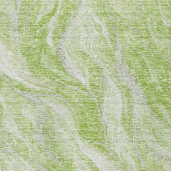 Homeroots 3' Green And Ivory Abstract Washable Area Rug - Stylish Indoor Outdoor Design For Any Space 10' X 14' Polyester 582979