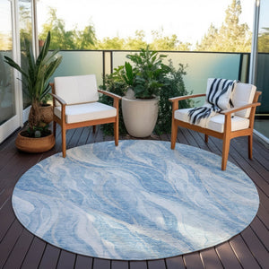 Homeroots 3' Green And Ivory Abstract Washable Area Rug - Stylish Indoor Outdoor Design For Any Space 8' Round Polyester 582982