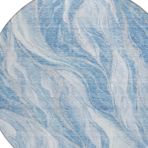 Homeroots 3' Green And Ivory Abstract Washable Area Rug - Stylish Indoor Outdoor Design For Any Space 8' Round Polyester 582982