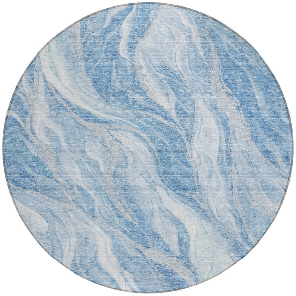 Homeroots 3' Green And Ivory Abstract Washable Area Rug - Stylish Indoor Outdoor Design For Any Space 8' Round Polyester 582982