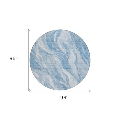 Homeroots 3' Green And Ivory Abstract Washable Area Rug - Stylish Indoor Outdoor Design For Any Space 8' Round Polyester 582982