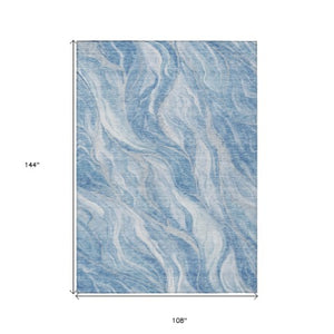 Homeroots 3' Green And Ivory Abstract Washable Area Rug - Stylish Indoor Outdoor Design For Any Space 9' X 12' Polyester 582984