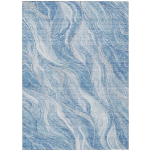 HomeRoots 9' Denim Blue and Sky Blue Abstract Area Rug – Stylish, Washable Design for Indoor and Outdoor Spaces 9' X 12' 582984
