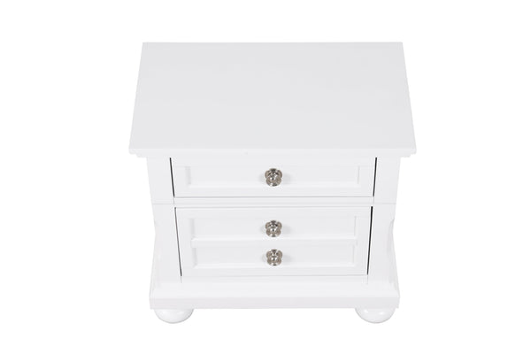English Elm Meade Chic Nightstand with Felt-Lined Top Drawer, Full-Extension Storage, Durable Wood Veneer Finish White 30 L x 32.8 W x 21.5 H B078P301539