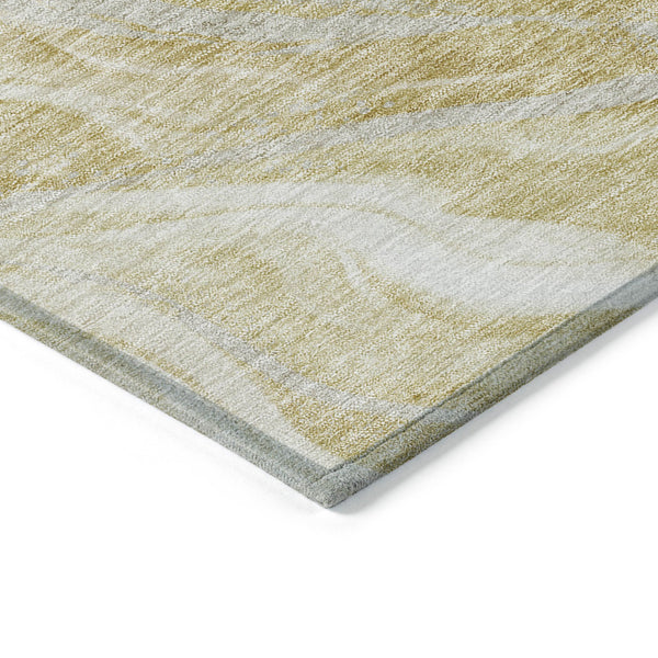 Homeroots 3' Green And Ivory Abstract Washable Area Rug - Stylish Indoor Outdoor Design For Any Space 3' X 5' Polyester 582986