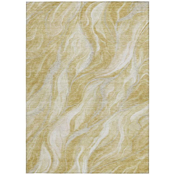 Homeroots 3' Green And Ivory Abstract Washable Area Rug - Stylish Indoor Outdoor Design For Any Space 5' X 8' Polyester 582987