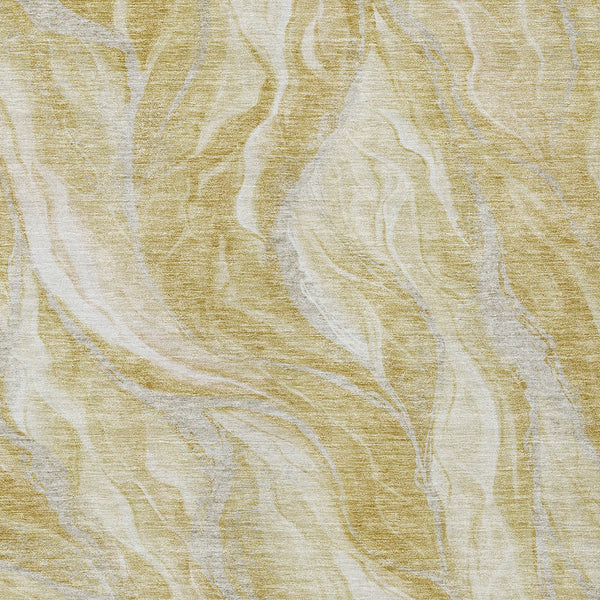 Homeroots 3' Green And Ivory Abstract Washable Area Rug - Stylish Indoor Outdoor Design For Any Space 5' X 8' Polyester 582987