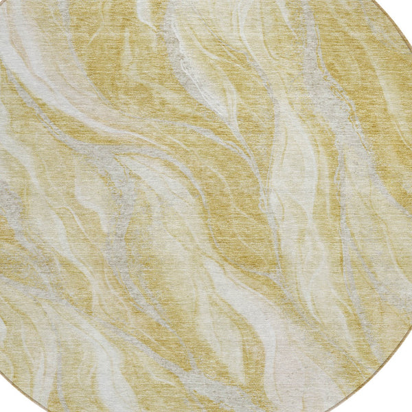 Homeroots 3' Green And Ivory Abstract Washable Area Rug - Stylish Indoor Outdoor Design For Any Space 8' Round Polyester 582988