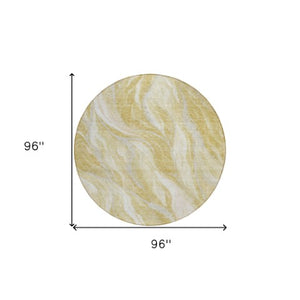 Homeroots 3' Green And Ivory Abstract Washable Area Rug - Stylish Indoor Outdoor Design For Any Space 8' Round Polyester 582988