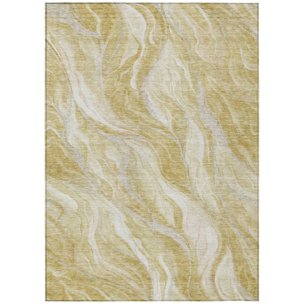 HomeRoots 9' Abstract Gold Beige Ivory Area Rug - Stylish, Washable, Durable for Indoor & Outdoor Spaces 9' X 12' 582990