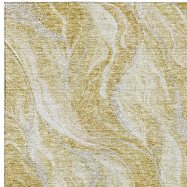 Homeroots 3' Green And Ivory Abstract Washable Area Rug - Stylish Indoor Outdoor Design For Any Space 10' X 14' Polyester 582991