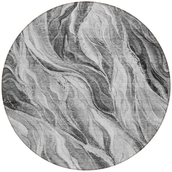 Homeroots 3' Green And Ivory Abstract Washable Area Rug - Stylish Indoor Outdoor Design For Any Space 8' Round Polyester 582994