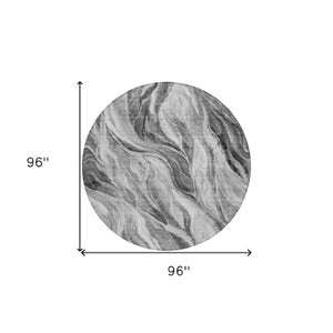 Homeroots 3' Green And Ivory Abstract Washable Area Rug - Stylish Indoor Outdoor Design For Any Space 8' Round Polyester 582994