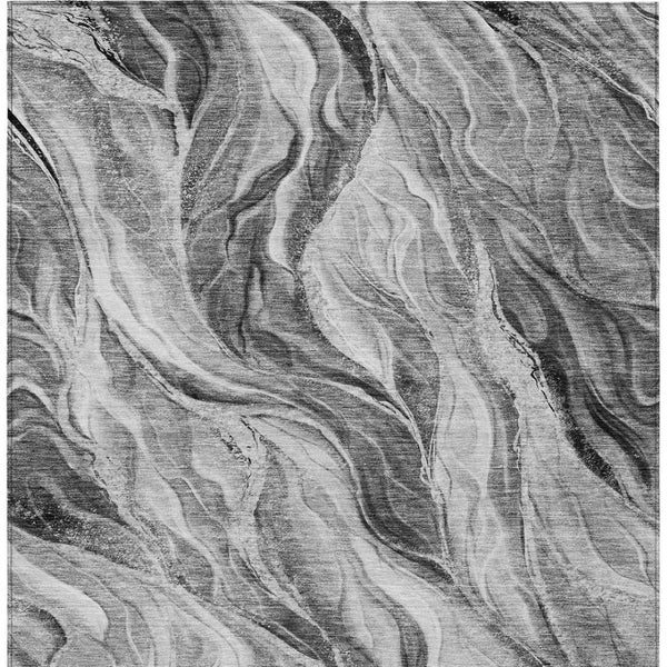 Homeroots 3' Green And Ivory Abstract Washable Area Rug - Stylish Indoor Outdoor Design For Any Space 8' X 10' Polyester 582995