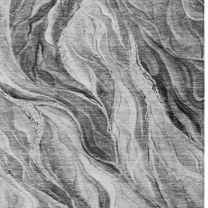 Homeroots 3' Green And Ivory Abstract Washable Area Rug - Stylish Indoor Outdoor Design For Any Space 8' X 10' Polyester 582995