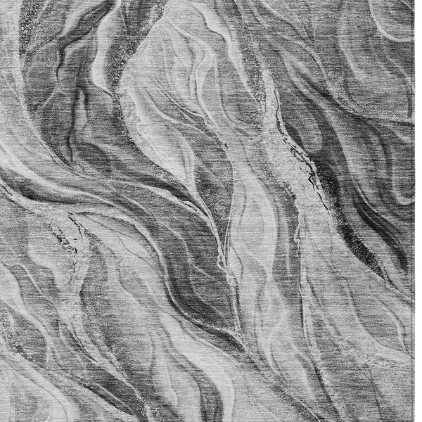 Homeroots 3' Green And Ivory Abstract Washable Area Rug - Stylish Indoor Outdoor Design For Any Space 8' X 10' Polyester 582995