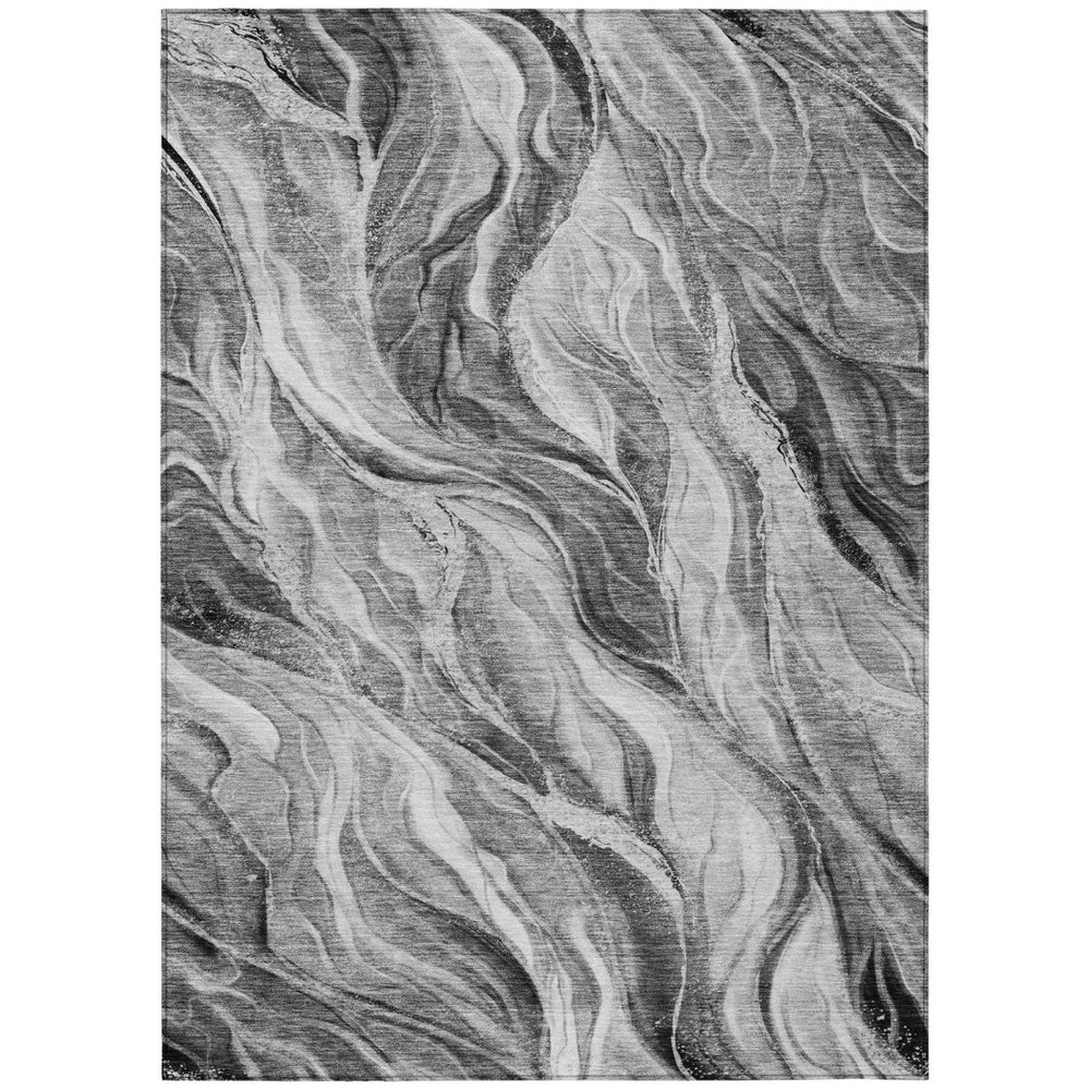 HomeRoots 9' Gray Charcoal and Ivory Abstract Area Rug – Durable, Washable, Stylish for Indoor and Outdoor Spaces 9' X 12' 582996