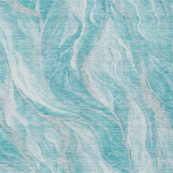 Homeroots 3' Green And Ivory Abstract Washable Area Rug - Stylish Indoor Outdoor Design For Any Space 3' X 5' Polyester 582998