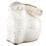Partially Glazed Off-White Ceramic Rabbit