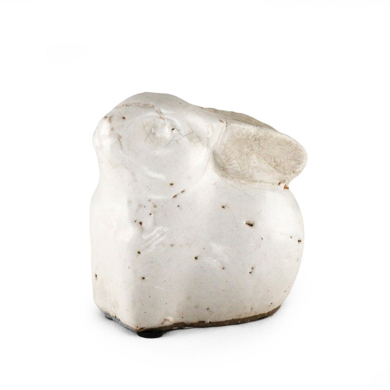 Zentique Partially Glazed Off-White Ceramic Rabbit Figurine, 6" Collectible Accent for Shelves, Mantel, Gift 5829S