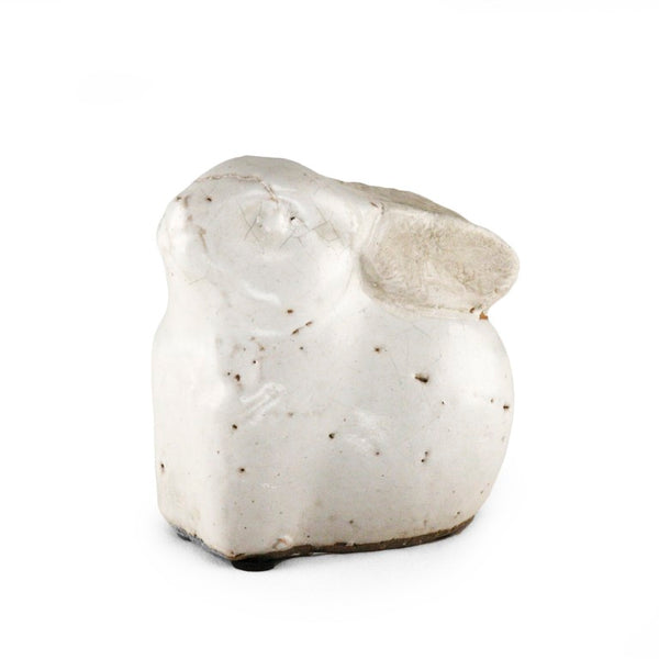 Zentique Partially Glazed Off-White Ceramic Rabbit Figurine, 6" Collectible Accent for Shelves, Mantel, Gift 5829S
