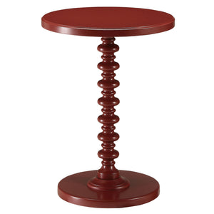 English Elm Red Round Wooden Side Table with Turned Pedestal Base, Intricate Detailing, Compact 22.5"H Surface B062P186403