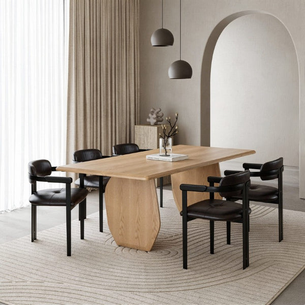 VIG Furniture Prado Modern White Oak Dining Table — Seats 6, Solid & Veneer Construction, Sleek Rectangular Design For Entertaining VGOD-LZ-403DT