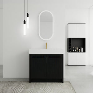 English Elm 36 Inch Freestanding Bathroom Vanity With Resin Sink & Soft-Close Doors – Modern, Durable Design W999S00179