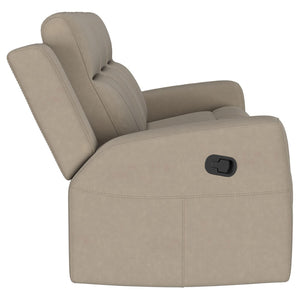 English Elm Slater Manual Reclining Sofa with Channel Tufted Back and Suede Leatherette Upholstery Taupe B062P440392