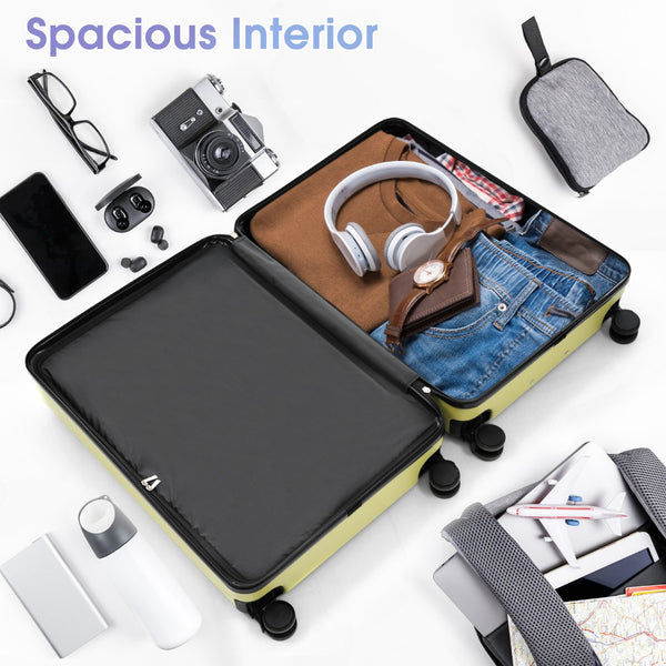 English Elm Luggage Set Three Piece Hard Shell Abs Suitcases with Spinner Wheels Tsa Lock Travel Tea Green N730P304620G