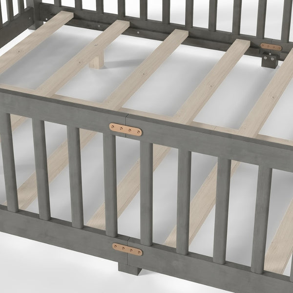 English Elm Twin Xl White Iron Loft Bed with Guardrails and Ladder for Dorm or Teen Room W1580P433579