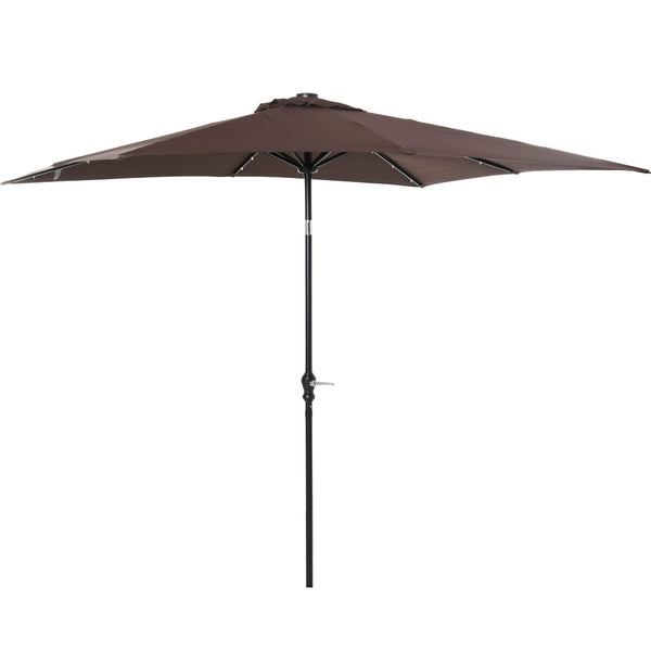 English Elm Outsunny 9' X 7' Solar Led Patio Umbrella With Tilt & Crank For Ultimate Outdoor Comfort & Style W2225P217591-GIGA