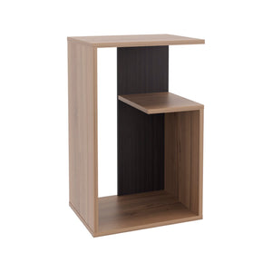 English Elm Side Table Sallis - Modern Macadamia & Espresso Accent Table For Living Room & Bedroom Use B092P309184-GIGA