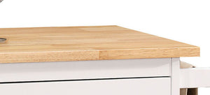English Elm Tullarick Natural Wooden Top Kitchen Cart with White Finish, Locking Casters, 2 Doors, 2 Drawers, Spice Rack B2726P272328