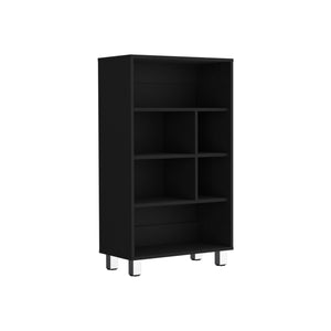 English Elm Bookcase with Six Spacious Shelves and Sturdy Legs for Compact Rooms, Durable Engineered Wood Design Black 37.01 L x 25.2 W x 2.76 H B097P250871