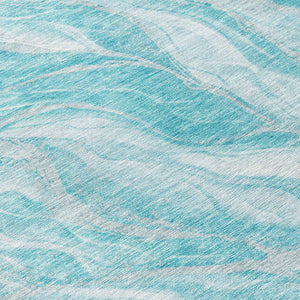 Homeroots 3' Green And Ivory Abstract Washable Area Rug - Stylish Indoor Outdoor Design For Any Space 8' Round Polyester 583000