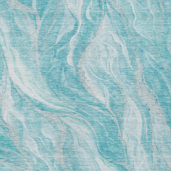 Homeroots 3' Green And Ivory Abstract Washable Area Rug - Stylish Indoor Outdoor Design For Any Space 8' X 10' Polyester 583001