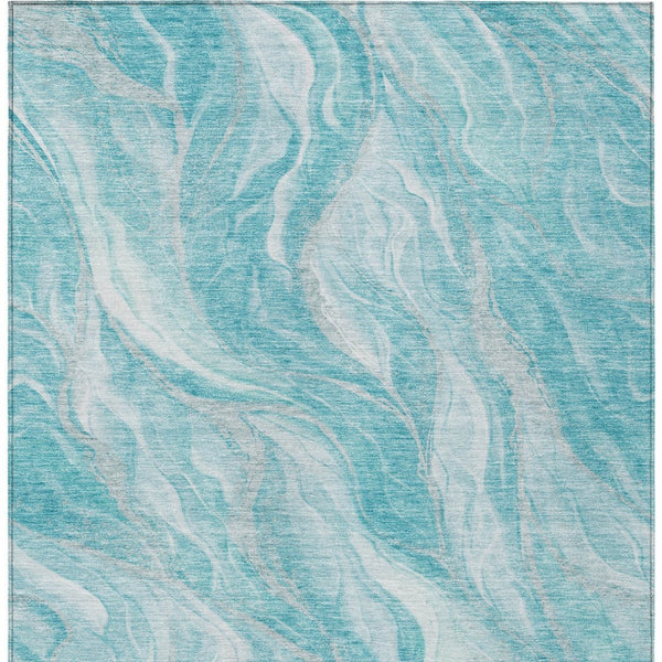 Homeroots 3' Green And Ivory Abstract Washable Area Rug - Stylish Indoor Outdoor Design For Any Space 10' X 14' Polyester 583003