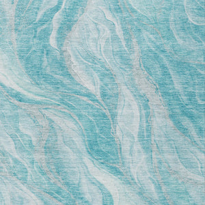 Homeroots 3' Green And Ivory Abstract Washable Area Rug - Stylish Indoor Outdoor Design For Any Space 10' X 14' Polyester 583003