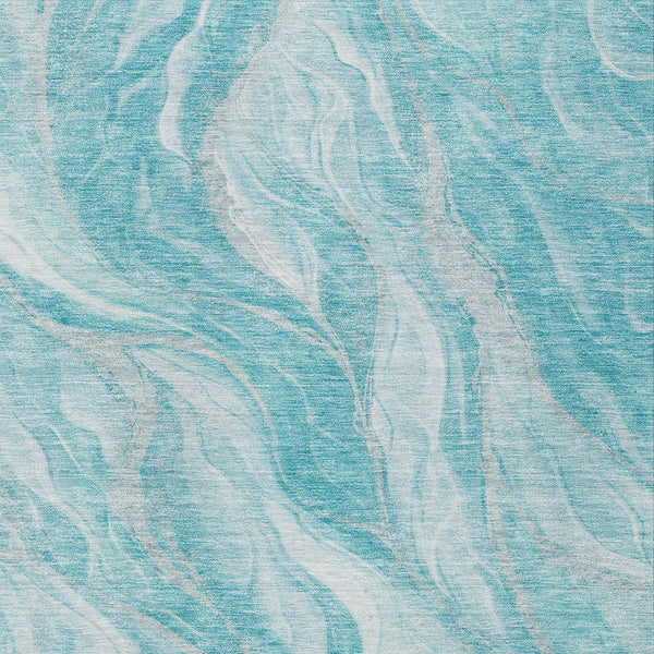 Homeroots 3' Green And Ivory Abstract Washable Area Rug - Stylish Indoor Outdoor Design For Any Space 10' X 14' Polyester 583003