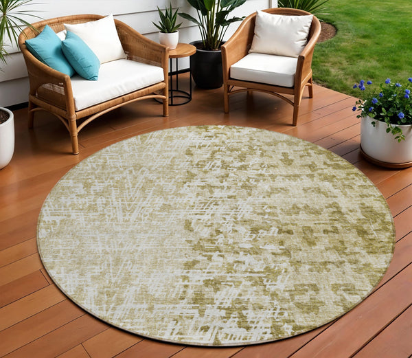 Homeroots 3' Stylish Abstract Washable Area Rug For Indoor And Outdoor Use – Durable, Stain-resistant Design 8' Round Polyester 583006