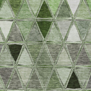 Homeroots 3' Geometric Washable Indoor Outdoor Area Rug In Green And Fern Green - Stylish & Durable Decor 9' X 12' Polyester 583014