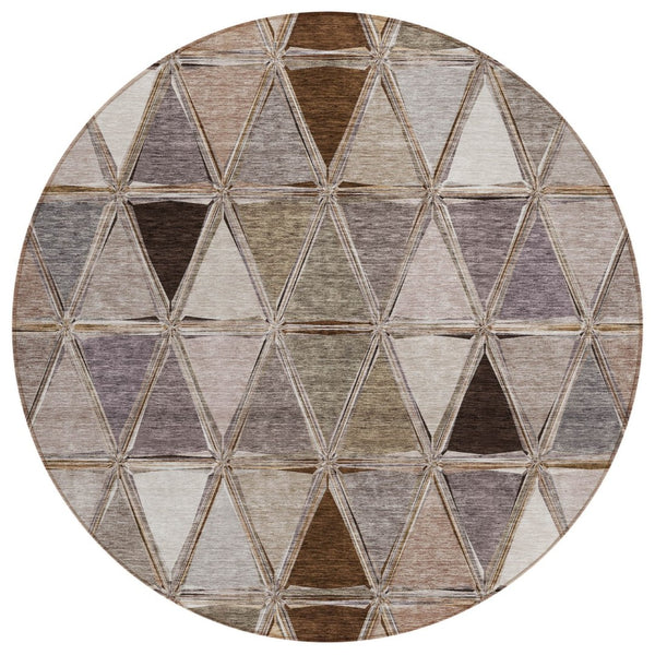 HomeRoots 5' Geometric Machine-Washable Area Rug for Indoor & Outdoor Use - Stylish, Durable, and Easy Care 8' Round 583018