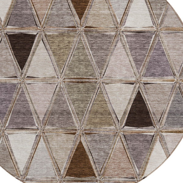 Homeroots 3' Geometric Washable Indoor Outdoor Area Rug In Green And Fern Green - Stylish & Durable Decor 8' Round Polyester 583018