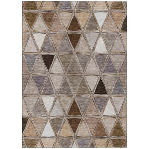 HomeRoots 9' Geometric Indoor Outdoor Area Rug in Brown, Beige & Khaki - Durable, Washable, Versatile Design 9' X 12' 583020