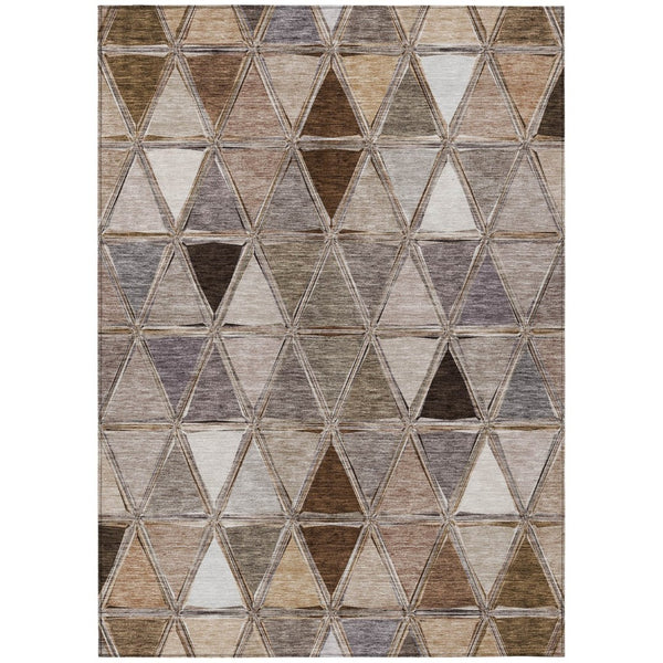 HomeRoots 9' Geometric Indoor Outdoor Area Rug in Brown, Beige & Khaki - Durable, Washable, Versatile Design 9' X 12' 583020