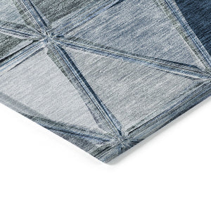 HomeRoots 5' Stylish Denim Blue Geometric Area Rug for Indoor & Outdoor Use - Soft, Stain-Resistant Design 10' X 14' 583027